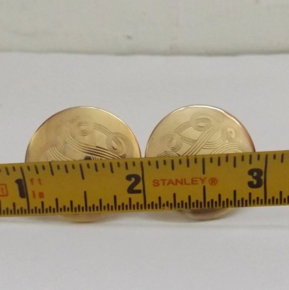 Vintage Signed Alice Swirl Design Gold Tone Monogram Cufflinks